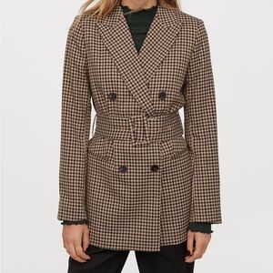 H&M Checkered Blazer with Belt